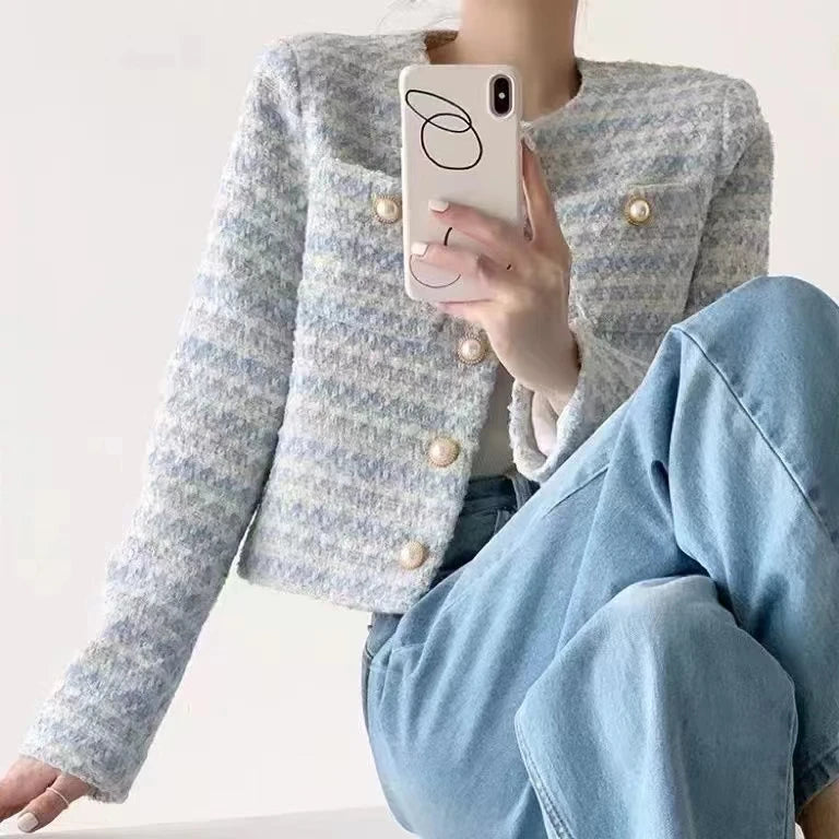 ITOOLIN Women's Tweed Short Cardigan Coat